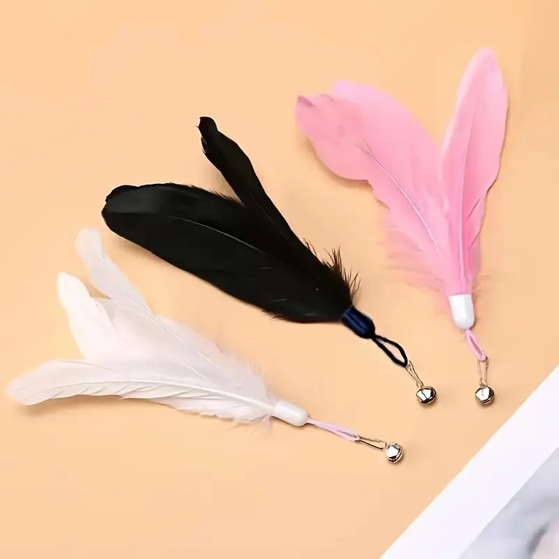 Feathered Cat Toy Accessory with Durable Rod and Suction Cup Base, Available in Realistic and Artificial Designs, Battery-Free Operation for Small Dog Entertainment