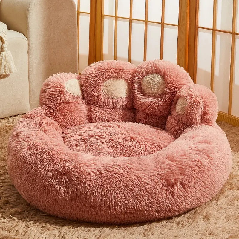 Bear Paw Quilted Fleece 3-in-1 Convertible Pet Sofa Bed with Waterproof Lining, Machine Washable Cover, and Durable Foam Cushioning for Cats and Dogs in Multi-Pet Households