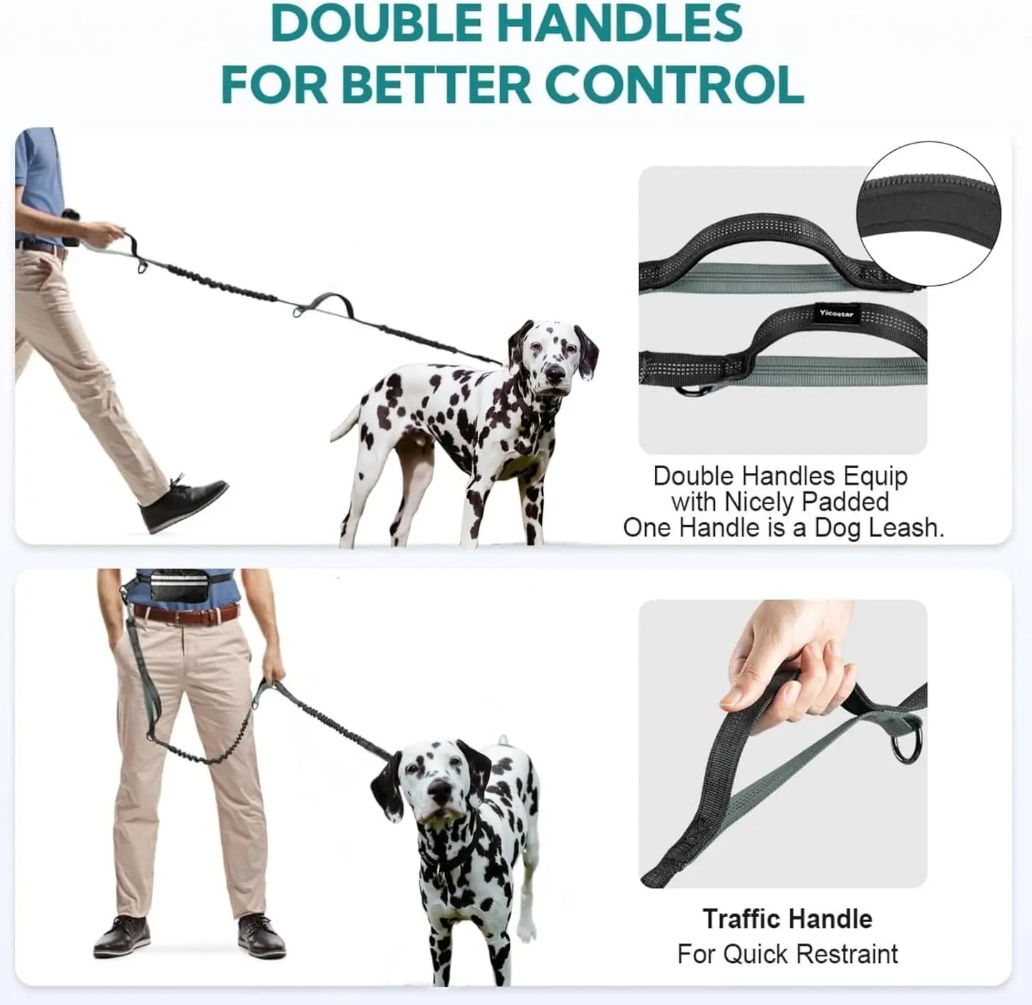Pipidodo Hands-Free Dual Dog Leash with Waist Bag and Cushioned Pad - Effortlessly Walk Two Dogs Without Tangles or Stress