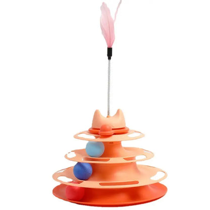 Interactive Feather-Like Cat Toy - Spinning Ball Turntable for Self-Play and Boredom Relief, Durable Teaser Wand for Indoor Cats