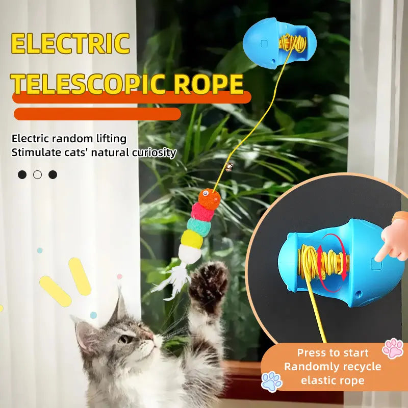 Wall-Mounted Interactive Automatic Cat Toy for Indoor Use, Rechargeable Electric Teaser with Auto Rebound for Hands-Free Play