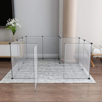 Large Transparent Pet Playpen - 28" H x 20" W, 12 Panels for Indoor Use - Ideal for Puppies, Kittens, Ferrets, and Guinea Pigs
