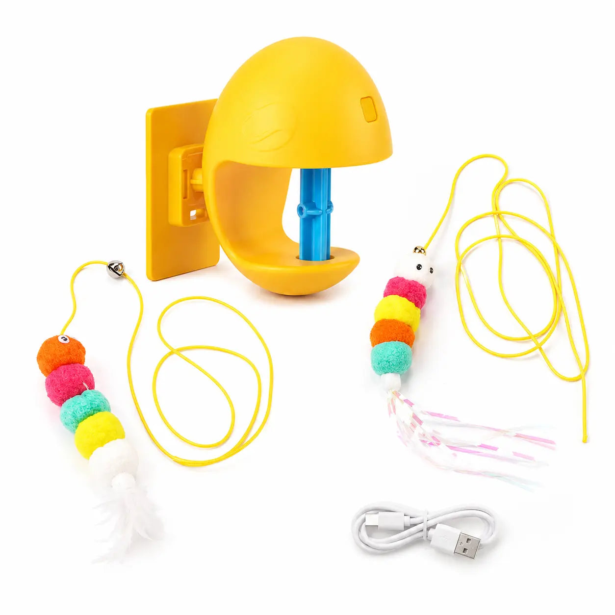 Wall-Mounted Interactive Automatic Cat Toy for Indoor Use, Rechargeable Electric Teaser with Auto Rebound for Hands-Free Play