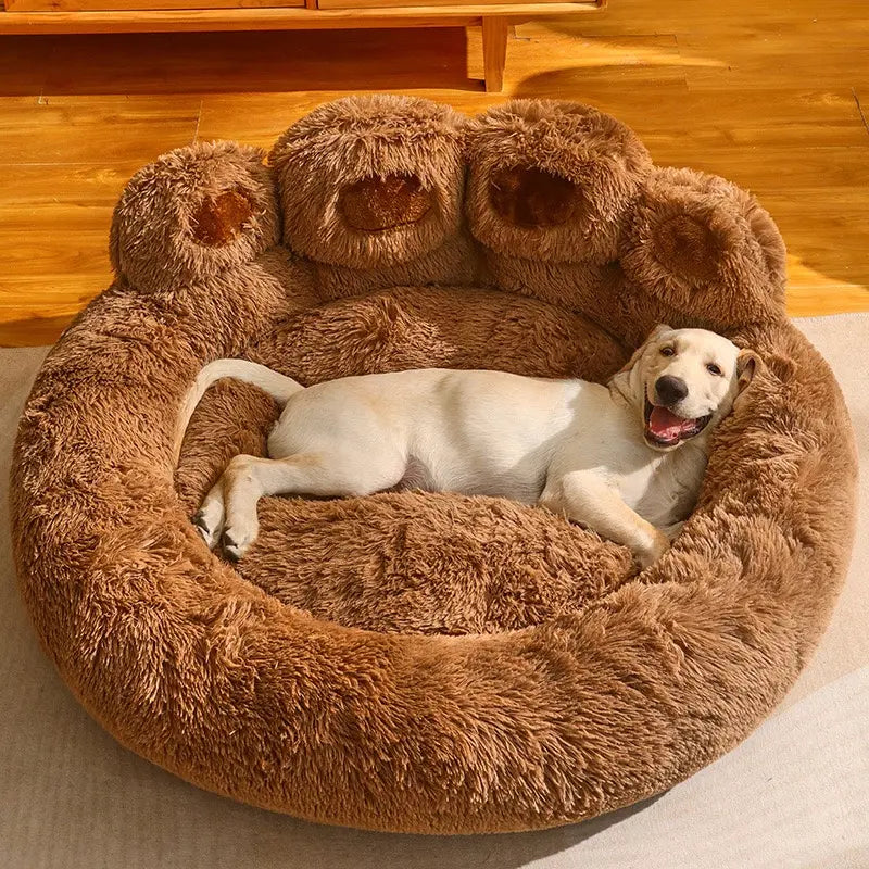 Bear Paw Quilted Fleece 3-in-1 Convertible Pet Sofa Bed with Waterproof Lining, Machine Washable Cover, and Durable Foam Cushioning for Cats and Dogs in Multi-Pet Households