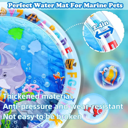Interactive Cat Water Play Mat with Floating Fish - Splash-Proof PVC Toy for Indoor Cat Entertainment, No Batteries Required, Ideal for Medium Cats