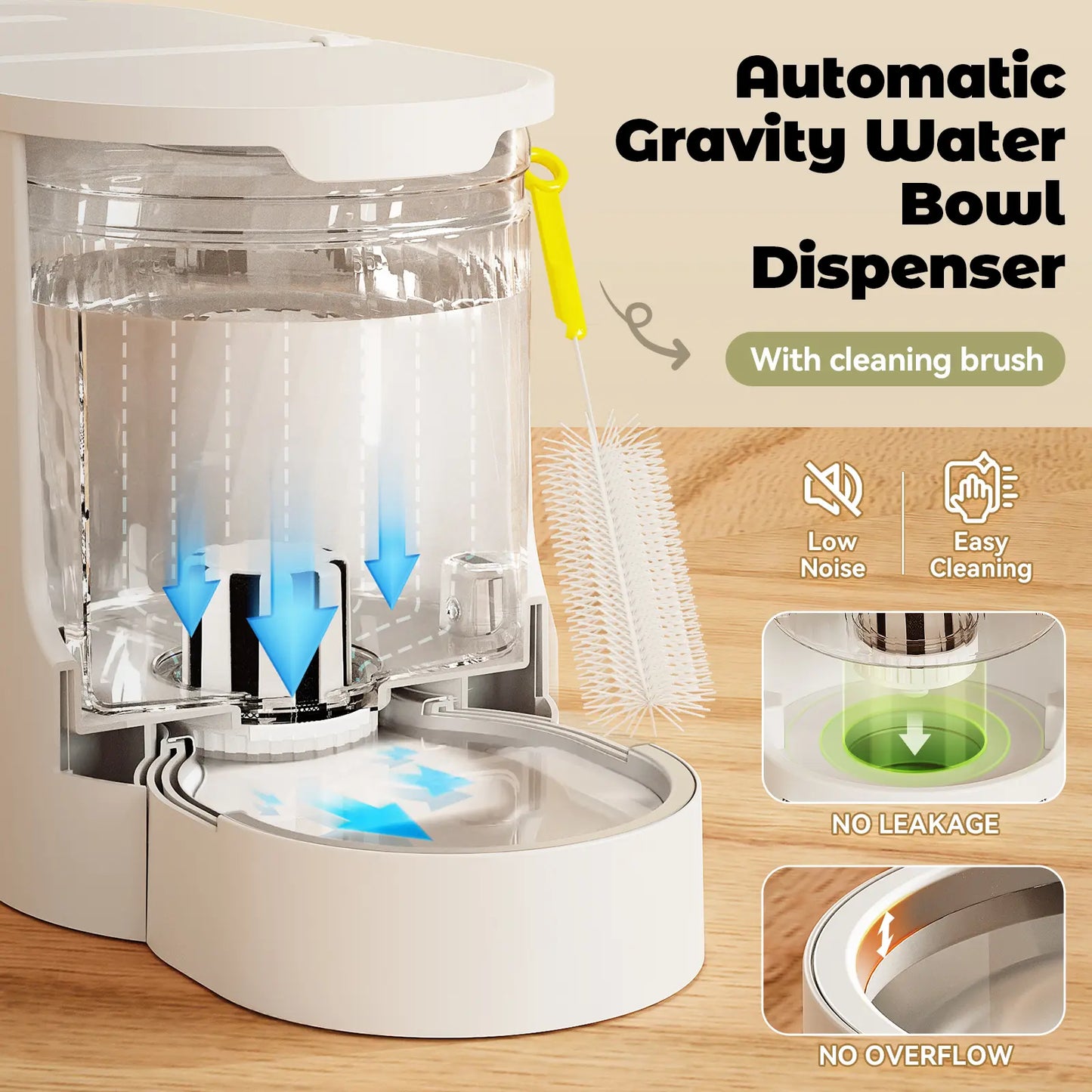 Dual-Function Gravity Cat Food Feeder and Water Dispenser with Stainless Steel Bowls - Large Capacity