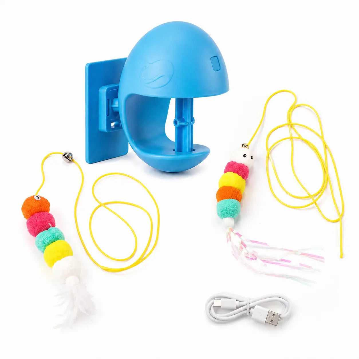Wall-Mounted Interactive Automatic Cat Toy for Indoor Use, Rechargeable Electric Teaser with Auto Rebound for Hands-Free Play