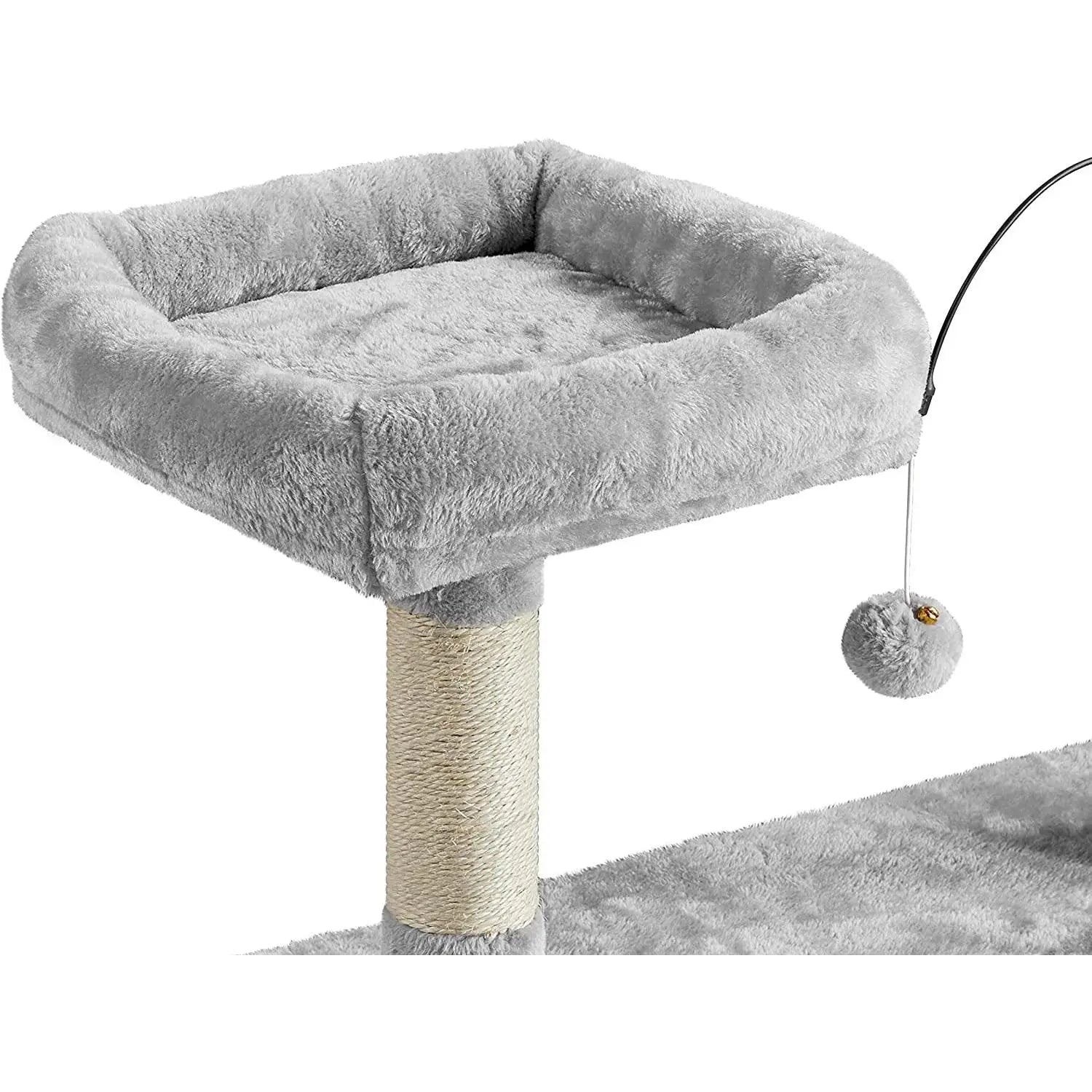 Multi-Level Indoor Cat Tree with Scratching Posts and Plush Perch, Rotatable Light Gray Cat Condo and Play Center