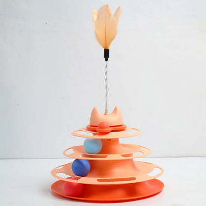 Interactive Feather-Like Cat Toy - Spinning Ball Turntable for Self-Play and Boredom Relief, Durable Teaser Wand for Indoor Cats