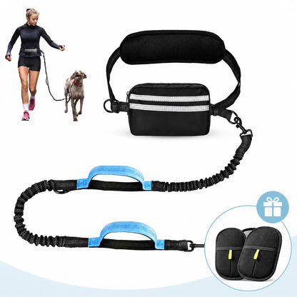 Pipidodo Hands-Free Dual Dog Leash with Waist Bag and Cushioned Pad - Effortlessly Walk Two Dogs Without Tangles or Stress