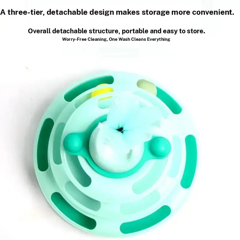 Interactive Feather-Like Cat Toy - Spinning Ball Turntable for Self-Play and Boredom Relief, Durable Teaser Wand for Indoor Cats