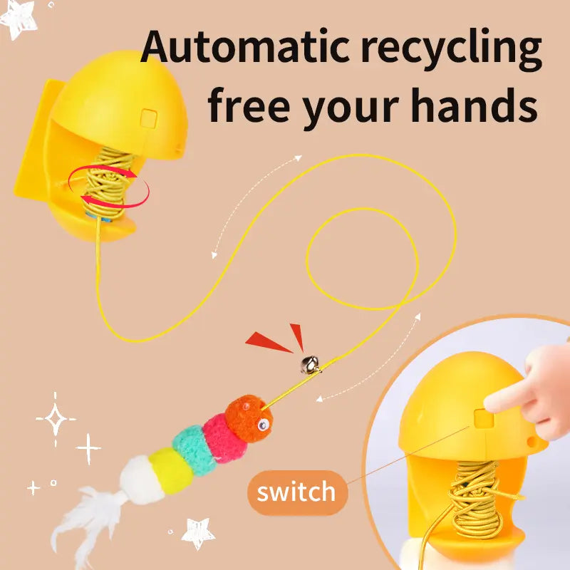 Wall-Mounted Interactive Automatic Cat Toy for Indoor Use, Rechargeable Electric Teaser with Auto Rebound for Hands-Free Play