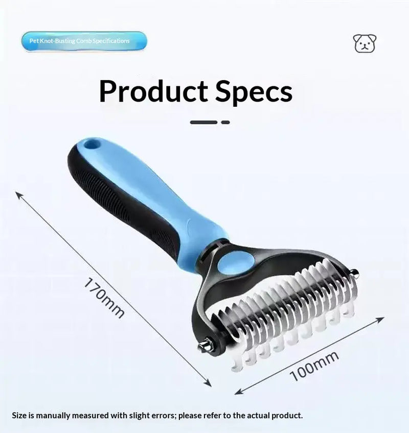 Professional Pet Dematting Undercoat Rake for Long-Haired Dogs and Cats, Double-Sided Deshedding Brush, Gentle Tangle Remover for Reducing Shedding and Mats, Grooming Tool N2 Comb