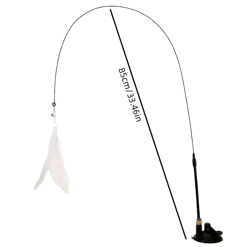 Feathered Cat Toy Accessory with Durable Rod and Suction Cup Base, Available in Realistic and Artificial Designs, Battery-Free Operation for Small Dog Entertainment