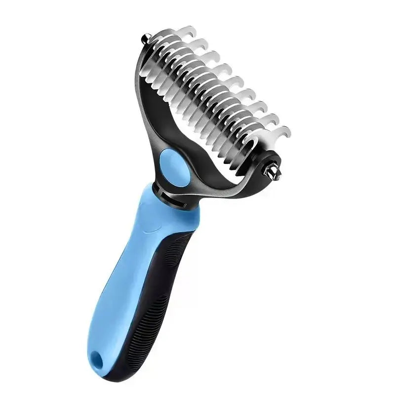 Professional Pet Dematting Undercoat Rake for Long-Haired Dogs and Cats, Double-Sided Deshedding Brush, Gentle Tangle Remover for Reducing Shedding and Mats, Grooming Tool N2 Comb