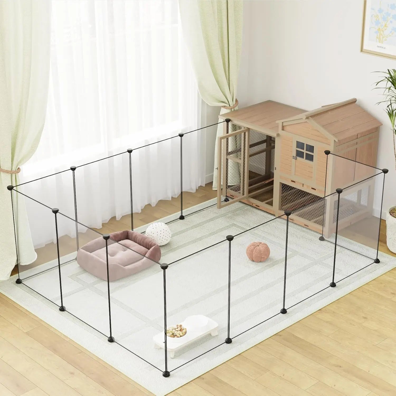 Large Transparent Pet Playpen - 28" H x 20" W, 12 Panels for Indoor Use - Ideal for Puppies, Kittens, Ferrets, and Guinea Pigs