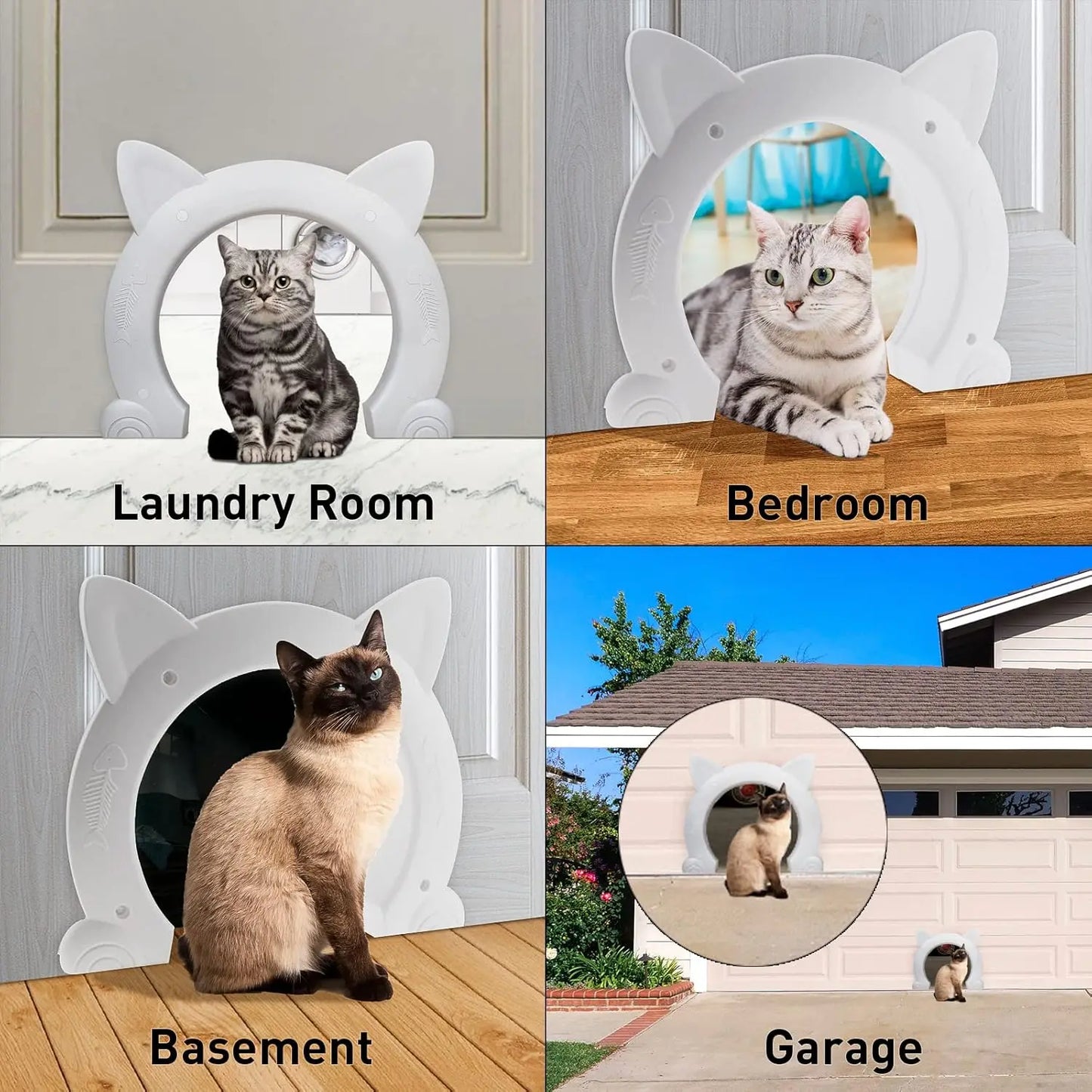 Wulikeke Interior Cat Door - Easy Installation Pet Door for Indoor Cats Without Flap, Includes Screws