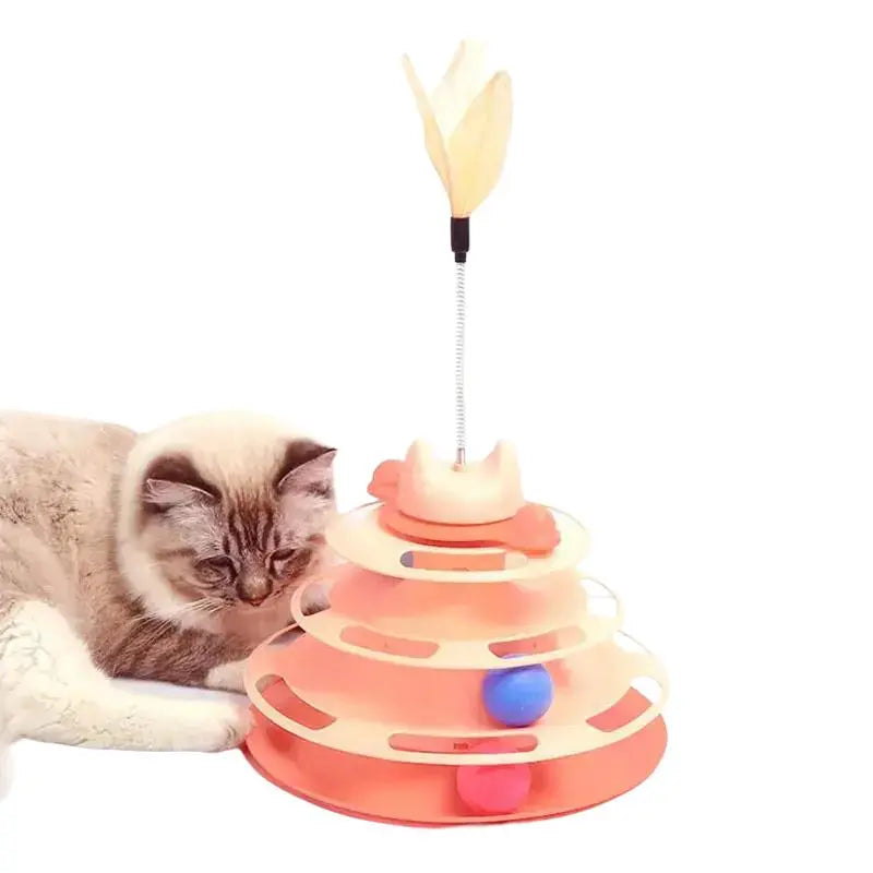 Interactive Feather-Like Cat Toy - Spinning Ball Turntable for Self-Play and Boredom Relief, Durable Teaser Wand for Indoor Cats