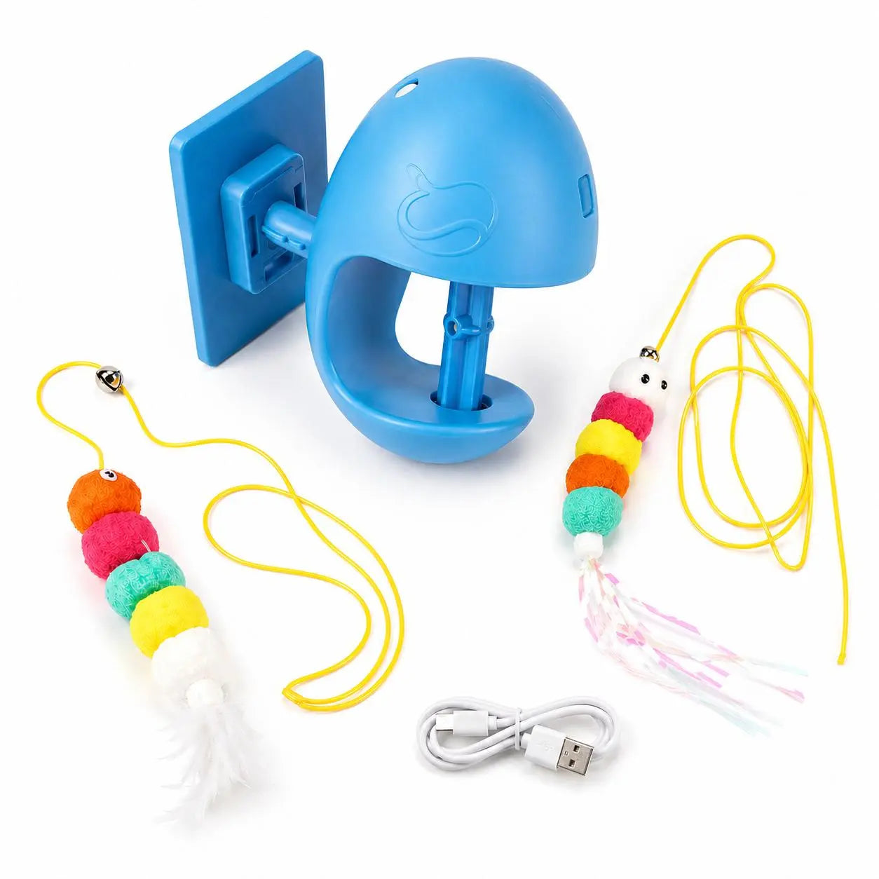Wall-Mounted Interactive Automatic Cat Toy for Indoor Use, Rechargeable Electric Teaser with Auto Rebound for Hands-Free Play