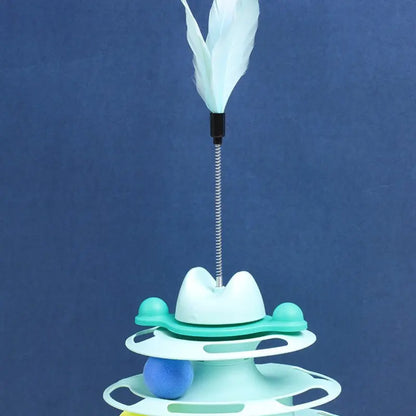 Interactive Feather-Like Cat Toy - Spinning Ball Turntable for Self-Play and Boredom Relief, Durable Teaser Wand for Indoor Cats