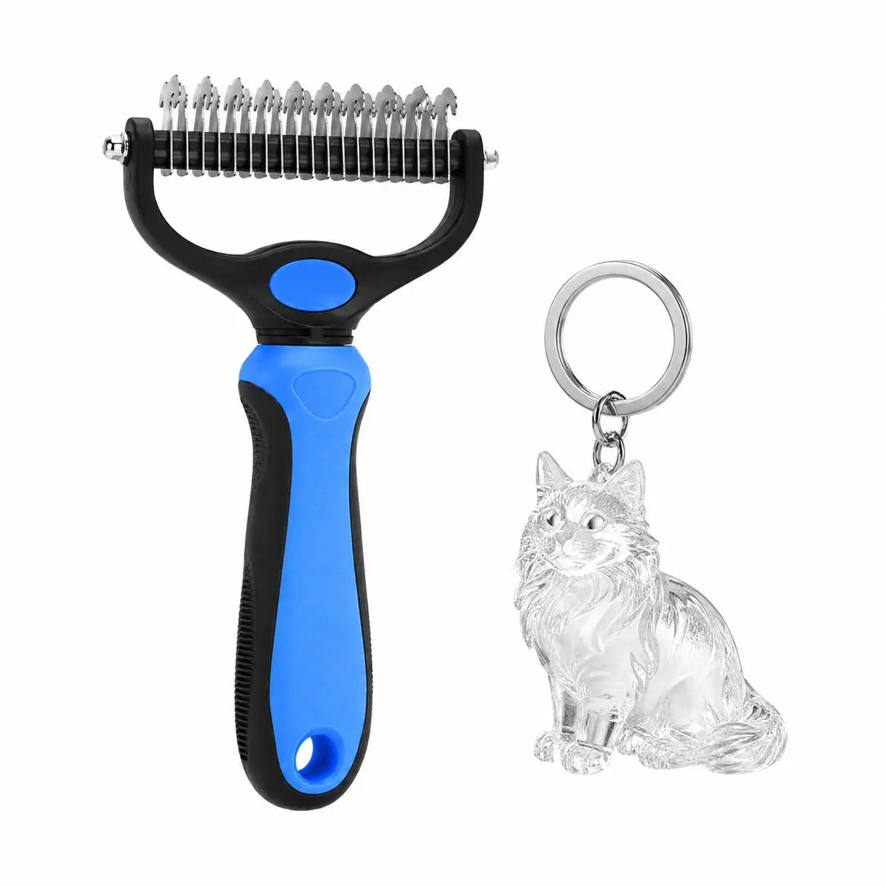 Professional Pet Dematting Undercoat Rake for Long-Haired Dogs and Cats, Double-Sided Deshedding Brush, Gentle Tangle Remover for Reducing Shedding and Mats, Grooming Tool N2 Comb