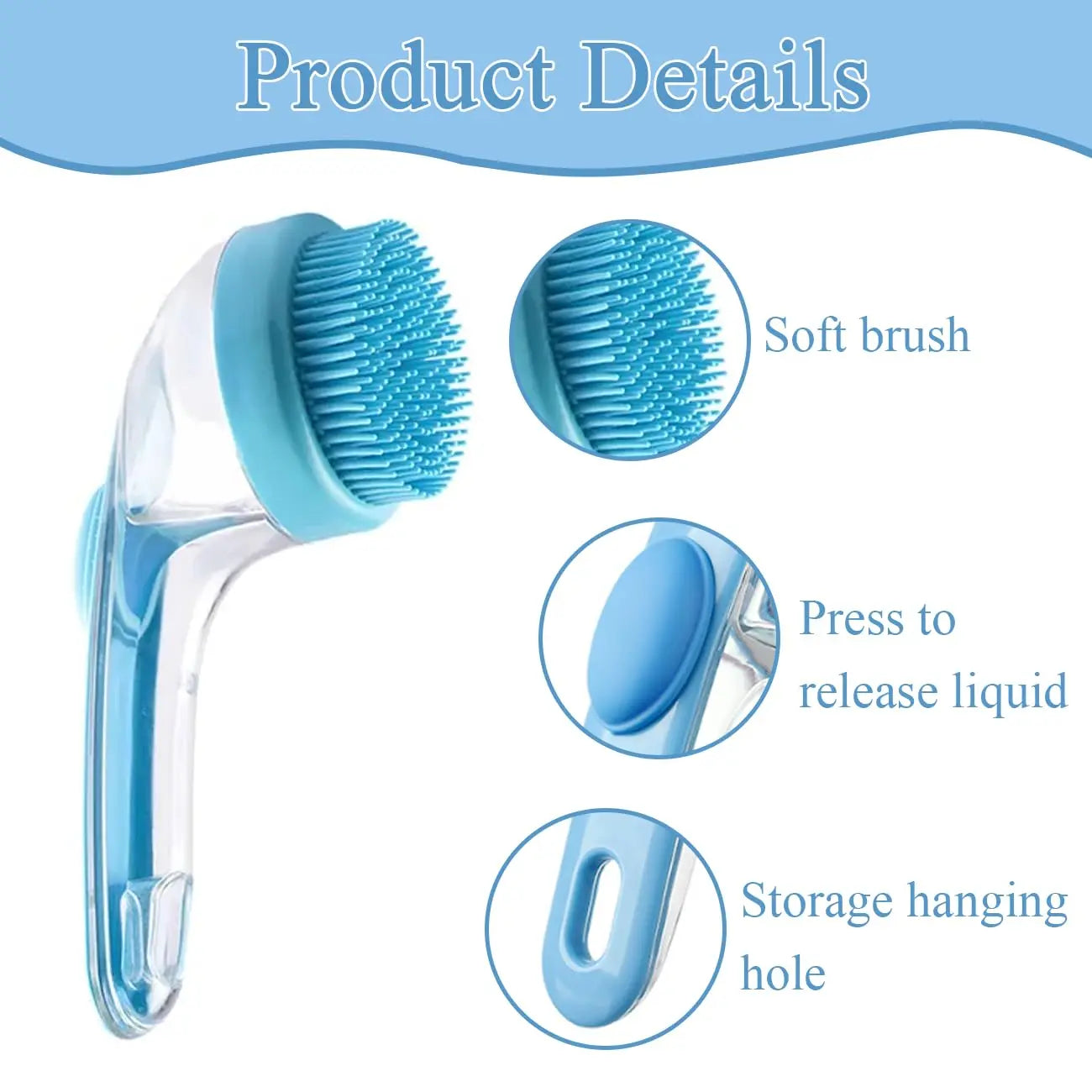 2-in-1 Pet Bath Brush with Built-In Shampoo Dispenser for Dogs and Cats - Soft Scrubber for Long and Short Hair