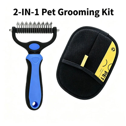 Professional Pet Dematting Undercoat Rake for Long-Haired Dogs and Cats, Double-Sided Deshedding Brush, Gentle Tangle Remover for Reducing Shedding and Mats, Grooming Tool N2 Comb