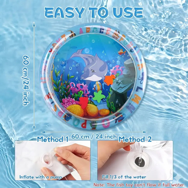 Interactive Cat Water Play Mat with Floating Fish - Splash-Proof PVC Toy for Indoor Cat Entertainment, No Batteries Required, Ideal for Medium Cats