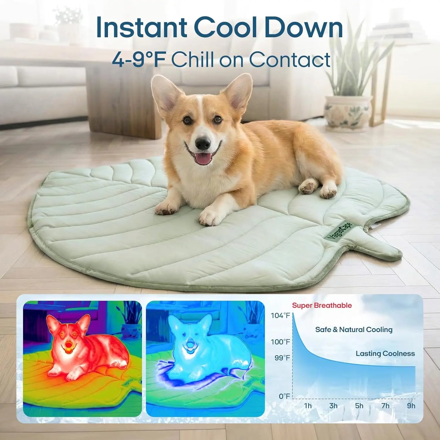 Eco-Friendly Gel-Free Cooling Pet Mat for Large Dogs - Durable, Portable, and Machine-Washable Bed Mat for Crate, Camping, and Outdoor Use