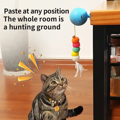 Wall-Mounted Interactive Automatic Cat Toy for Indoor Use, Rechargeable Electric Teaser with Auto Rebound for Hands-Free Play