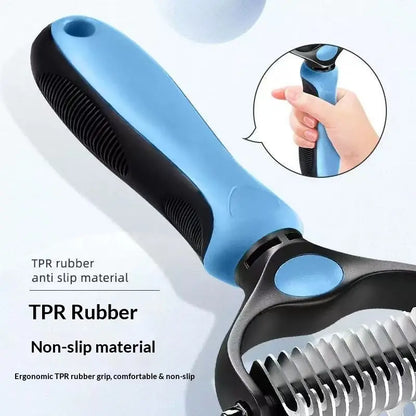 Professional Pet Dematting Undercoat Rake for Long-Haired Dogs and Cats, Double-Sided Deshedding Brush, Gentle Tangle Remover for Reducing Shedding and Mats, Grooming Tool N2 Comb