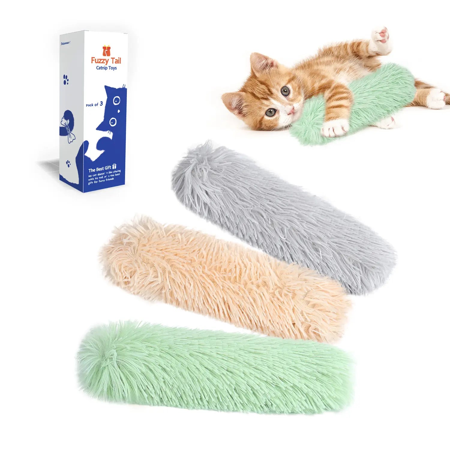 Potaroma Interactive Cat Pillows - 3 Pack of Crinkle Sound Soft and Durable Kicker Toys for Indoor Play and Exercise for Cats and Kittens