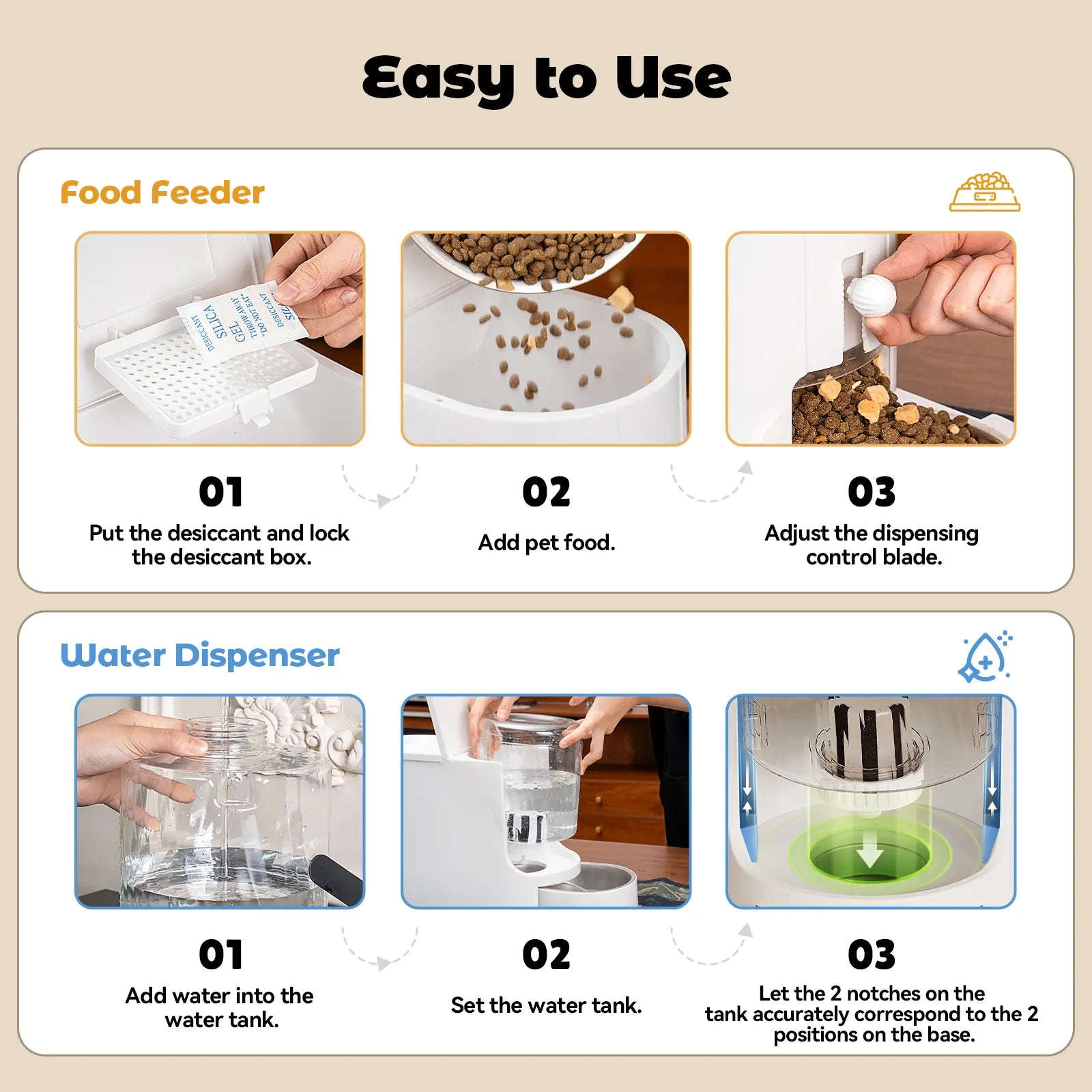 Dual-Function Gravity Cat Food Feeder and Water Dispenser with Stainless Steel Bowls - Large Capacity