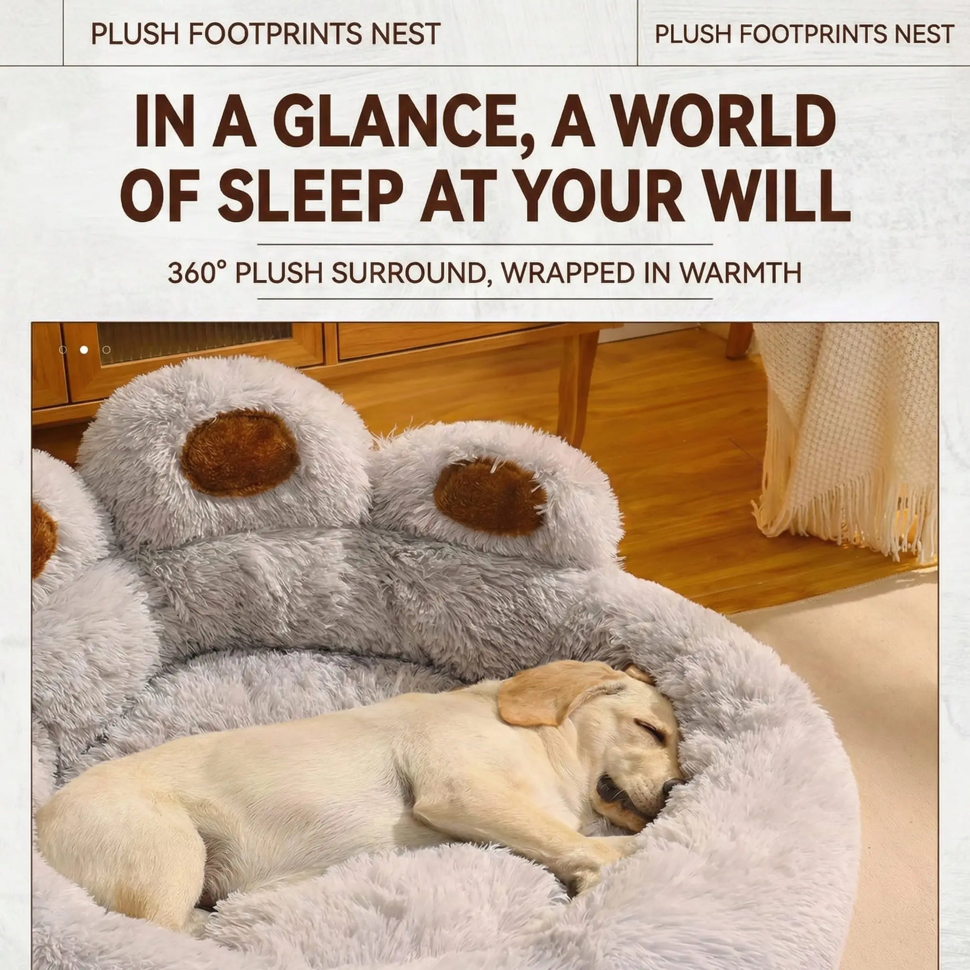 Bear Paw Quilted Fleece 3-in-1 Convertible Pet Sofa Bed with Waterproof Lining, Machine Washable Cover, and Durable Foam Cushioning for Cats and Dogs in Multi-Pet Households