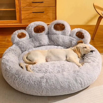 Bear Paw Quilted Fleece 3-in-1 Convertible Pet Sofa Bed with Waterproof Lining, Machine Washable Cover, and Durable Foam Cushioning for Cats and Dogs in Multi-Pet Households