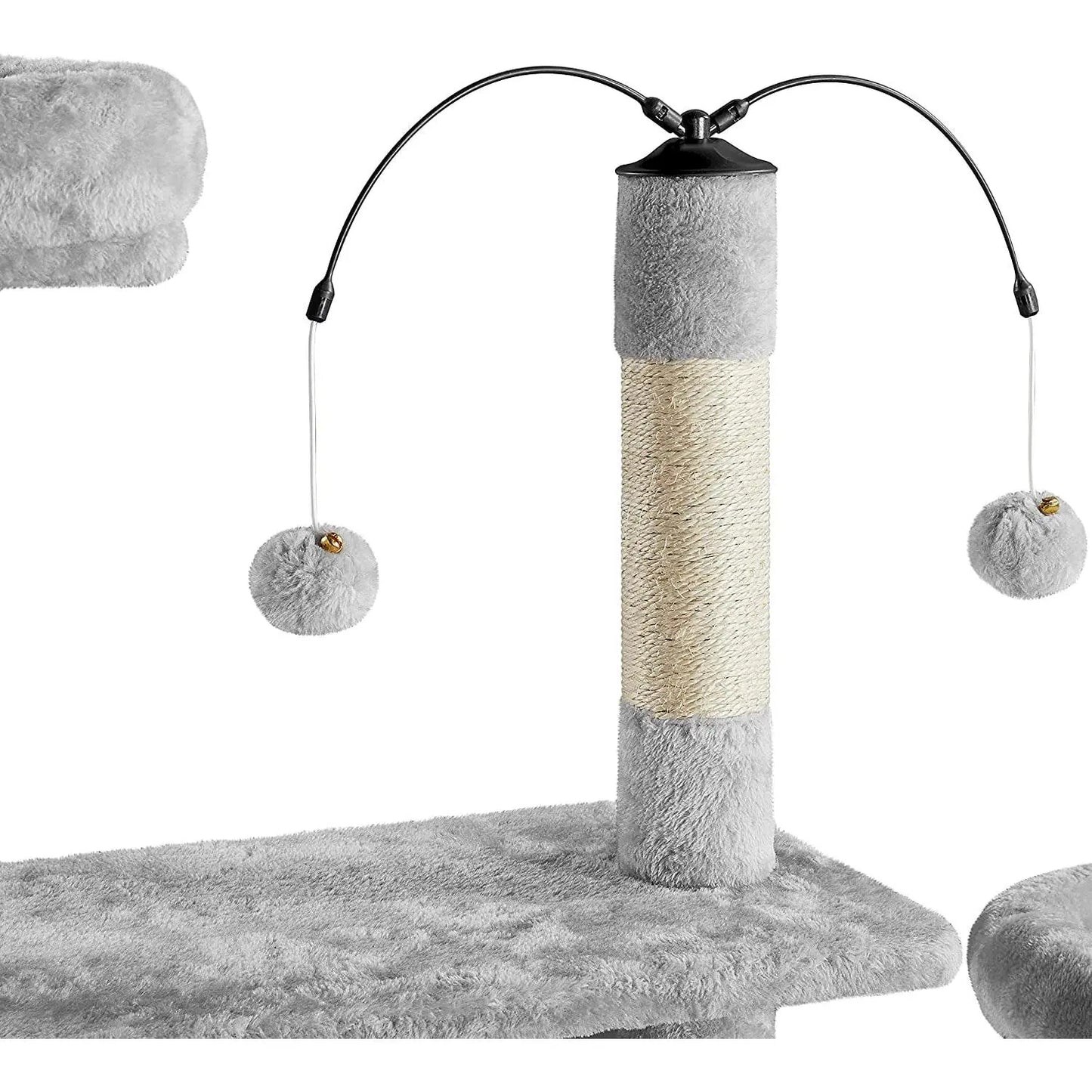 Multi-Level Indoor Cat Tree with Scratching Posts and Plush Perch, Rotatable Light Gray Cat Condo and Play Center