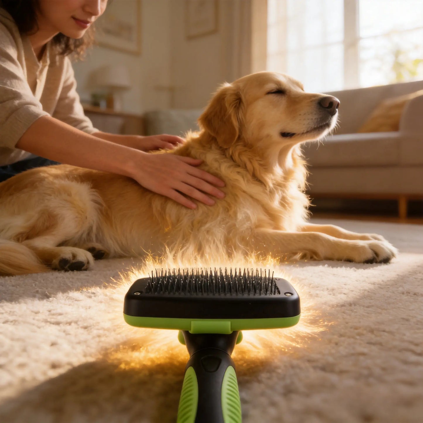 Self-Cleaning Slicker Brush for Dogs and Cats with One-Click Release Mechanism