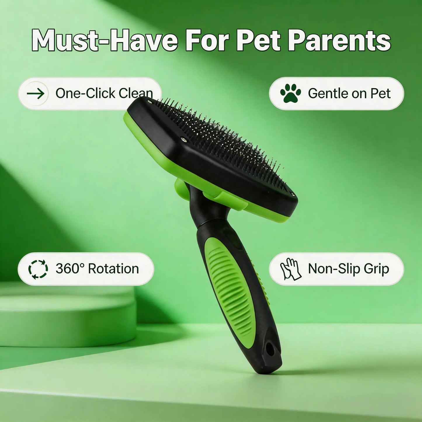 Self-Cleaning Slicker Brush for Dogs and Cats with One-Click Release Mechanism