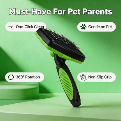 Self-Cleaning Slicker Brush for Dogs and Cats with One-Click Release Mechanism