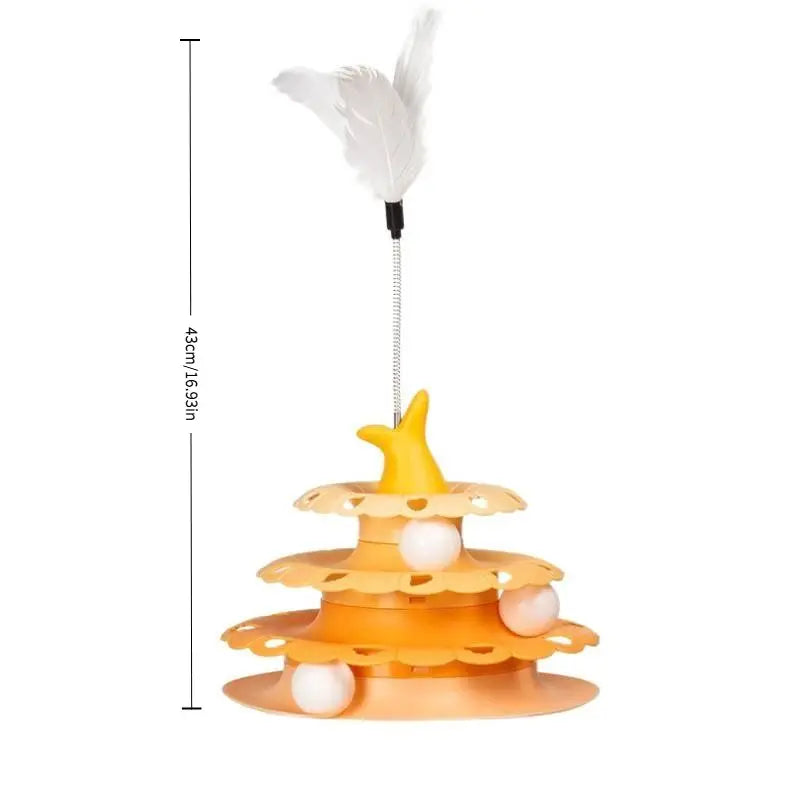 Interactive Feather-Like Cat Toy - Spinning Ball Turntable for Self-Play and Boredom Relief, Durable Teaser Wand for Indoor Cats