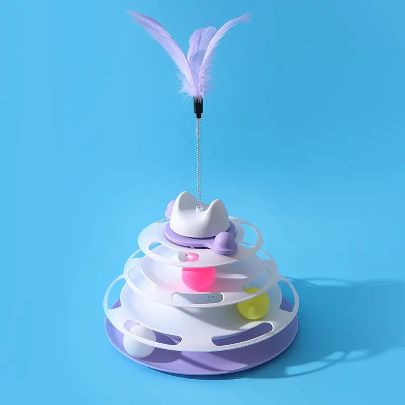 Interactive Feather-Like Cat Toy - Spinning Ball Turntable for Self-Play and Boredom Relief, Durable Teaser Wand for Indoor Cats