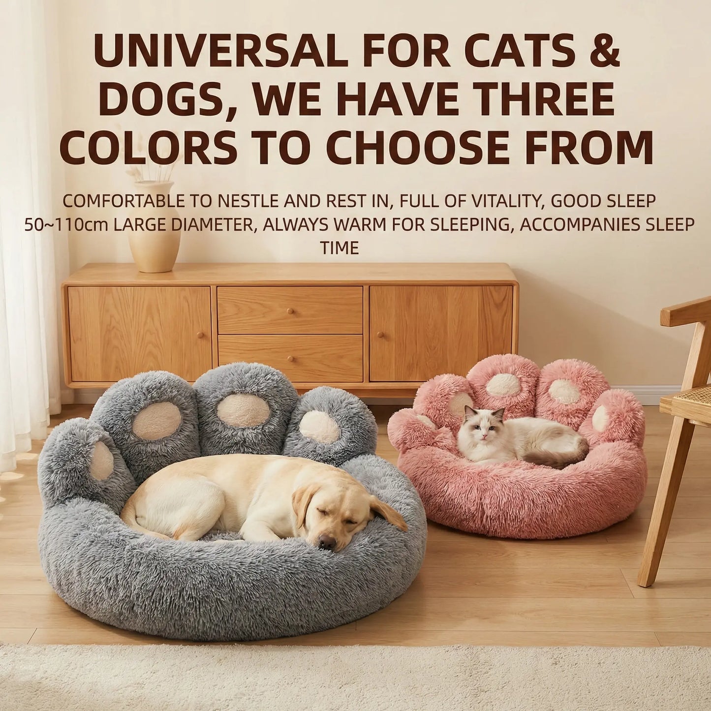 Bear Paw Quilted Fleece 3-in-1 Convertible Pet Sofa Bed with Waterproof Lining, Machine Washable Cover, and Durable Foam Cushioning for Cats and Dogs in Multi-Pet Households
