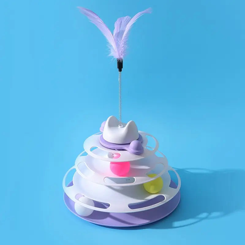 Interactive Feather-Like Cat Toy - Spinning Ball Turntable for Self-Play and Boredom Relief, Durable Teaser Wand for Indoor Cats