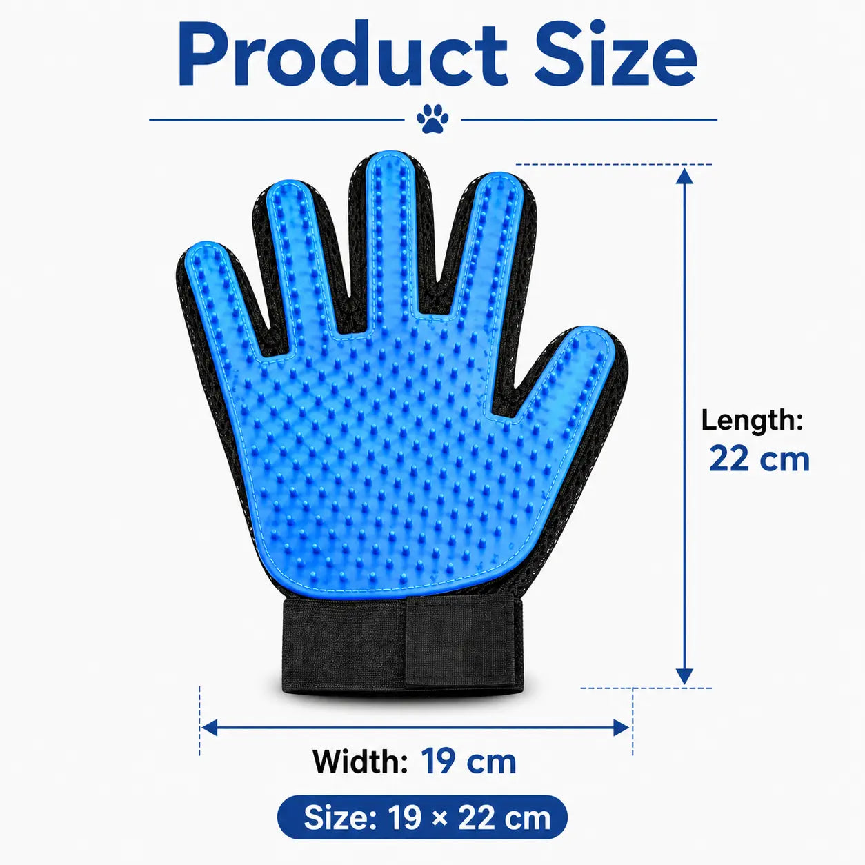 Pet Hair Removal Gloves for Dogs and Cats - 2-Pack (Left & Right Hand) 2-in-1 Deshedding Brush and Massage Mitt for Grooming and Bathing, Suitable for Short and Long Hair Pets (Blue)