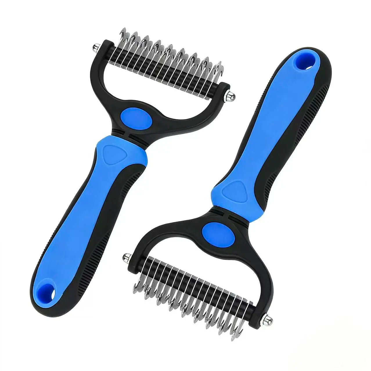 Professional Pet Dematting Undercoat Rake for Long-Haired Dogs and Cats, Double-Sided Deshedding Brush, Gentle Tangle Remover for Reducing Shedding and Mats, Grooming Tool N2 Comb