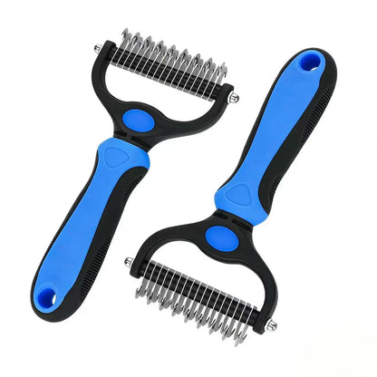 Professional Pet Dematting Undercoat Rake for Long-Haired Dogs and Cats, Double-Sided Deshedding Brush, Gentle Tangle Remover for Reducing Shedding and Mats, Grooming Tool N2 Comb