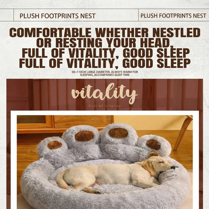 Bear Paw Quilted Fleece 3-in-1 Convertible Pet Sofa Bed with Waterproof Lining, Machine Washable Cover, and Durable Foam Cushioning for Cats and Dogs in Multi-Pet Households