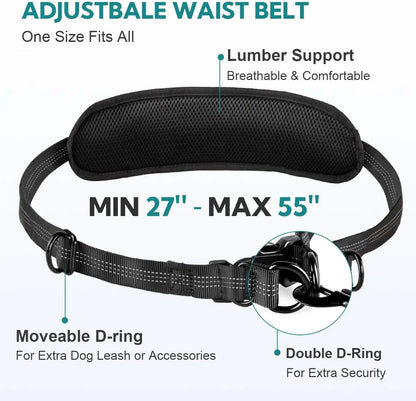 Pipidodo Hands-Free Dual Dog Leash with Waist Bag and Cushioned Pad - Effortlessly Walk Two Dogs Without Tangles or Stress