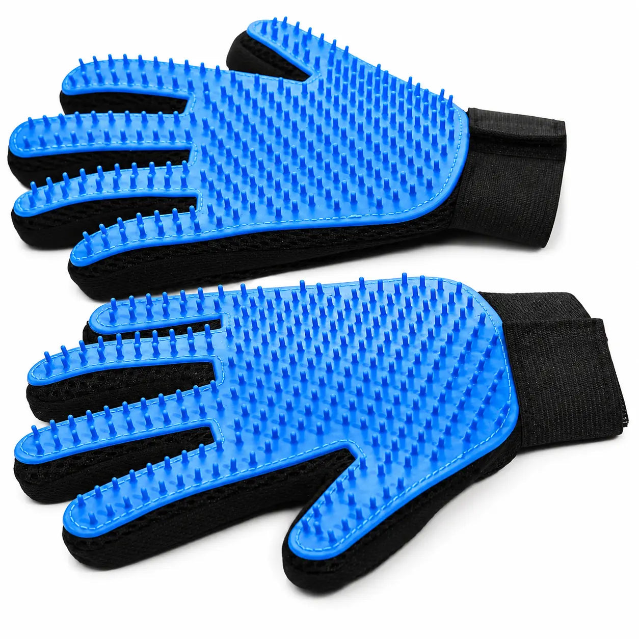 Pet Hair Removal Gloves for Dogs and Cats - 2-Pack (Left & Right Hand) 2-in-1 Deshedding Brush and Massage Mitt for Grooming and Bathing, Suitable for Short and Long Hair Pets (Blue)